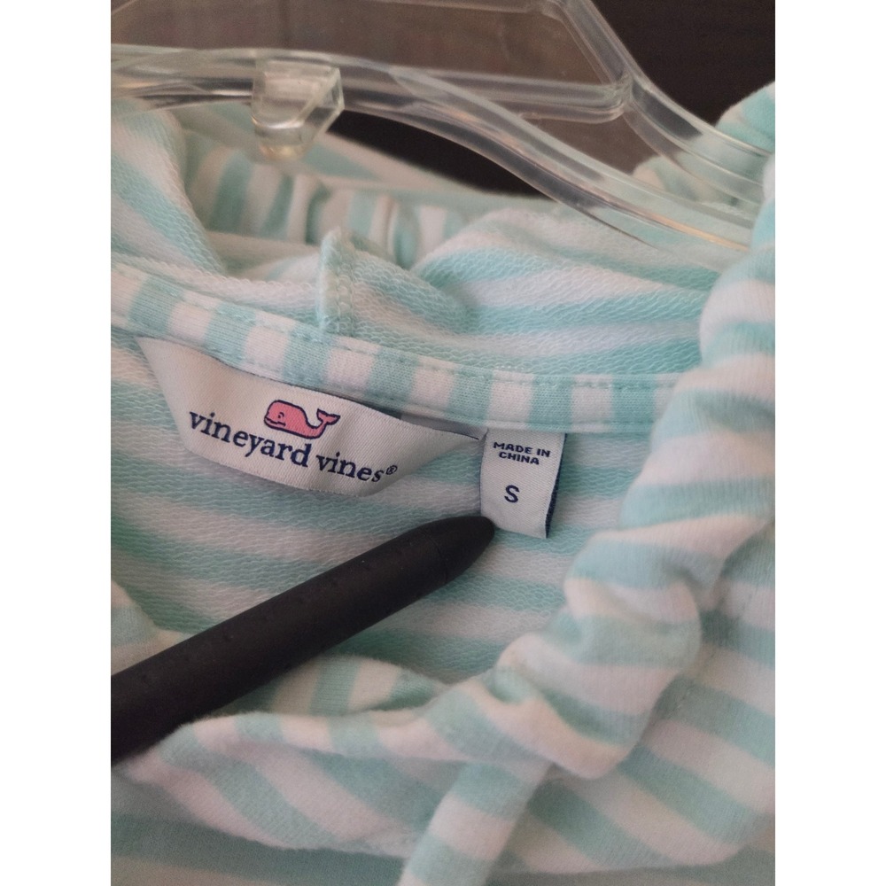 Women's size Small Vineyard Vines pullover hoodie Stripes Stretch Mint & White - Picture 6 of 7